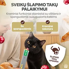 Urinary suaugusių kačių kreminiai funkciniai skanėstai su vištiena ir spanguolėmis, 4x15 g — 3 nuotrauka