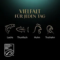 Sheba Nature's Collection padaže Protein suaugusioms katėms, porciniai pakeliai 96 x 85 g, Feine Vielfalt (Huhn, Truthahn, Thunfisch, Lachs) 96x85g — 5 nuotrauka