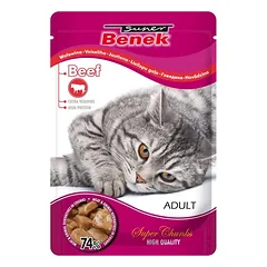 BENEK Super pakelis katėms su jautienos gabalėliais padaže 100g photo