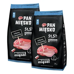 PAN MIĘSKO Veršiena su stručiu šuniukams sausainiai L 2x20 kg