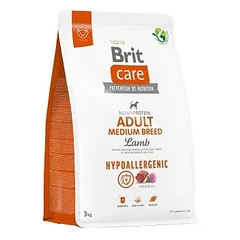 BRIT CARE sausas maistas suaugusiems vidutinių veislių šunims su ėriena ir ryžiais 3 kg