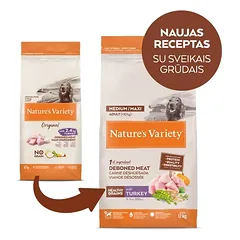 Nature’s Variety Healthy Grain Adult Medium/Maxi su kalakutiena – sausas maistas vidutinių ir didelių veislių šunims, 12 kg