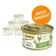 GimCat Superfood ShinyCat Duo bandomasis rinkinys, drėgnas maistas katėms 6 x 70 g