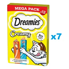 DREAMIES Creamy MEGA PACK Vištienos ir lašišos papildomi pašarai 84x10 g