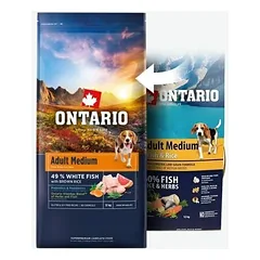 Ontario Adult Medium su baltąja žuvimi ir rudaisiais ryžiais, sausas maistas šunims 12 kg — 2 nuotrauka