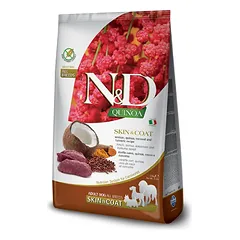 Farmina N&D Dog Grain Free Adult Skin Coat All Breed begrūdis sausas maistas suaugusiems šunims su elniena ir bolivine, 7 kg