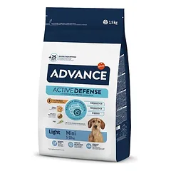 Advance Dog Mini Light sausas maistas mažų veislių šunims su antsvoriu, vištiena ir ryžiais, 1.5 kg