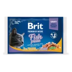 Brit Premium Cat Fish Plate Chunks maišeliai, drėgnas maistas katėms 400 g (4 x 100 g) parduotuvėje akvanamai.lt