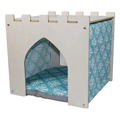 Pettimania Holzschloss für Katzen blau