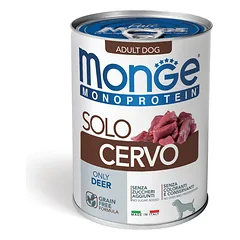 MONGE Monoproteico "Solo"  konservuotas pašaras su elniena šunims, 400 g