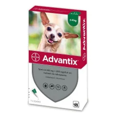 Advantix lašai nuo blusų ir erkių šunims iki 4 kg, 1 pipetė