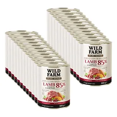 WILD FARM PURE MONO Aviena, spanguolės ir saldžiosios bulvės 24x800 g vienos rūšies baltymų šunų maistas