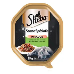 SHEBA Sauce Speciale 85g su triušiena ir daržovėmis - drėgnas kačių maistas padaže