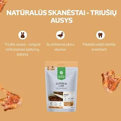 Visų veislių suaugusių šunų skanėstas triušio ausis, su antienos įdaru, 75 g — 4 nuotrauka