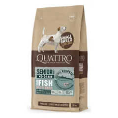 Quattro Small Breed Senior sausas pašaras su balta žuvimi ir kriliu mažų veislių šunims