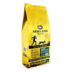 Real Dog Sensitive 15kg pašaras suaugusiems šunims su ėriena ir ryžiais