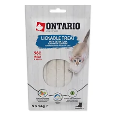 Ontario Lickable Treats Tuna and Codfish kremas skanėstas katėms su tunu ir menke, 5 x 14 g