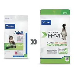 Virbac Veterinary HPM Adult Salmon Neutered & Entire Cat visavertis sausas pašaras sterilizuotoms ir nesterilizuotoms katėms, 7 kg — 2 nuotrauka