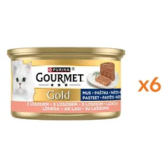 GOURMET Gold su lašiša 6x85 g šlapias maistas katėms