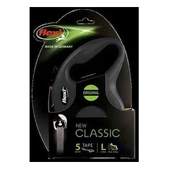 Flexi New Classic ritininis pavadėlis šunims L (juosta) 5 m, juodas — 3 nuotrauka