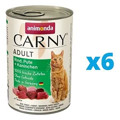 ANIMONDA Carny Adultrinkinys jautiena, kalakutiena ir triušiena 6 x 400 g