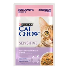CAT CHOW Sensitive maistas su lašiša ir cukinija padaže 85g