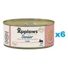 APPLAWS Cat Senior Tuna with Salmon in Jelly tunas su lašiša drebučiuose senjorams 6x70g