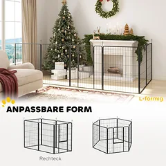 Aptvaras šunims iš 6 plieninių plokščių, 160x80x100 cm, sulankstomas, su durelėmis, pilkas — 4 nuotrauka