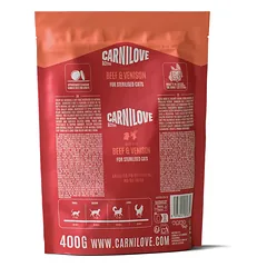 Carnilove Cat Active Sterilised su jautiena ir elniena, sausas maistas katėms 0,4 kg parduotuvėje ramiosblusos.lt