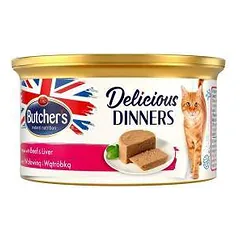 Butchers Cat Delicious Dinners putėsiai su jautiena ir kepenimis, drėgnas maistas katėms 85 g parduotuvėje petreon.lt