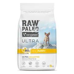 Raw Paleo Vet Expert Ultra Turkey Mini Puppy begrūdis, sausas maistas šuniukams, 8 kg