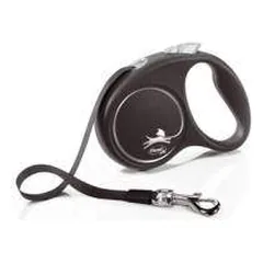FLEXI Black Design S juostinis pavadėlis šunims, 5 m, juodas