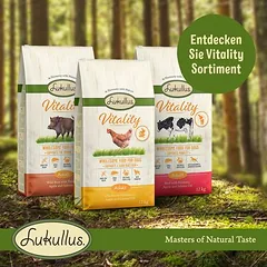 Lukullus Vitality imuninės sistemos palaikymui: šerniena (begrūdis), sausas maistas šunims, < 1,4 kg — 4 nuotrauka
