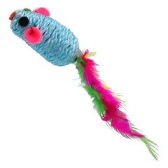 Magic Cat žaislinė pelė medvilninė su plunksna, 6 cm