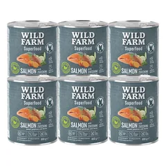 WILD FARM Superfood Salmon (lašiša su cukinijomis, saldžiosiomis bulvėmis ir žolelėmis) 6x800 g pašaro šunims be grūdų