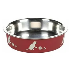 Flamingo Feeding and drinking bowl Dena Round Bordeaux & Silver  d 11,5 cm 180 ml