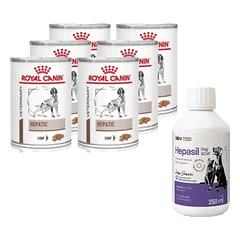 ROYAL CANIN Hepatic HF 16 6x420g + Lab-v Hepasil Dog & Cat preparatas šunų ir kačių kepenų veiklai gerinti 250 ml