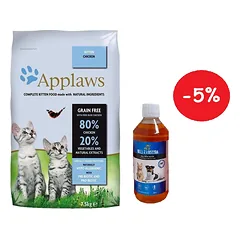Applaws Kitten Chicken sausas kačiukų maistas 7,5kg + LAB V Lašišų aliejus šunims ir katėms 500ml