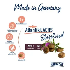 Happy Cat Sterilised Adult su Atlanto lašiša, sausas maistas katėms, > 10 kg — 2 nuotrauka