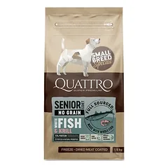 QUATTRO Begrūdis šunų maistas Qattro Small Breed Senior Su balta žuvimi 1,5 – 7 kg
