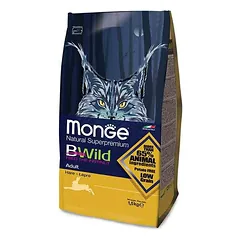 Monge BWild Cat Adult visavertis pašaras katėms su kiškio mėsa 1.5kg