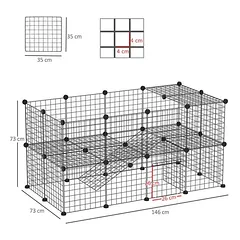 Mažų gyvūnų aptvaras PawHut 146x73x73cm., juodos spalvos — 3 nuotrauka