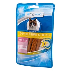 BOGADENT DENTAL FIBRE STICKS SALMON CAT lazdelės dantų priežiūrai ir plaukų kamuoliukų pašalinimui katėms, 50 g