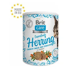 Brit Care Cat Snack Superfruits Herring be grūdų papildomas maistas katėms su silkėmis ir šaltalankiais, 100 g