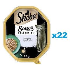 SHEBA Sauce Collection 22x85 g drėgnas visavertis ėdalas suaugusioms katėms su veršiena padaže