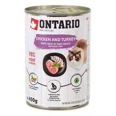 Konservuotas kačių maistas - Ontario Cat can vištienos su kalakutiena ir šaltalankiais, 400 g