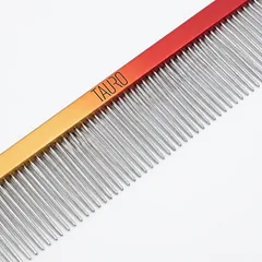 Aliumininės šunų ir kačių šukos, retais dantimis, 22,5 cm, oranžinės-geltonos, pt-32 — 3 nuotrauka