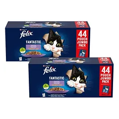 FELIX Fantastic Skonių Pasirinkimas želė 88x85g jautiena, vištiena, lašiša ir tunas, drėgnas maistas katėms
