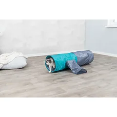 TRIXIE Žaidimų tunelis katėms su 4 įėjimais pliušas 30×115 cm pilka/žalsva — 2 nuotrauka
