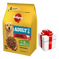 PEDIGREE® Adult 2,6 kg su jautiena ir daržovėmis – visavertis sausas maistas suaugusiems didelių ir vidutinių veislių šunims + Staigmena ŠUNIUI